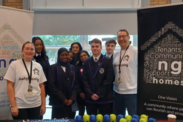 ng homes staff with senior pupils during All Saints DYW careers carousel